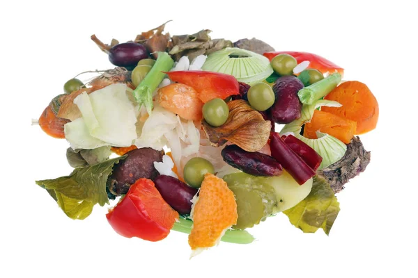Отходы Пищевых Овощей Которые Остаются После Приготовления Пищи Изолированный Макростудийный — стоковое фото