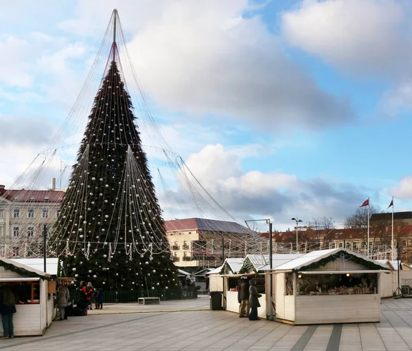 Vilnius Lithuania January 2018 Big Green Christmas Fir Tree Xmas — Stock Photo, Image