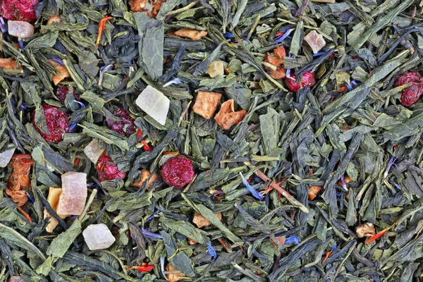 Ξηρό Χριστούγεννα Ελίτ Λουλούδια Πράσινο Τσάι Φέτες Από Εξωτικά Φρούτα — Φωτογραφία Αρχείου