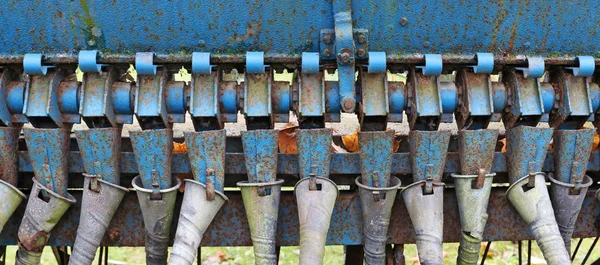 Rezavé Trubky Mechanismy Pozadí Staré Zemědělské Stroje Zařízení Vyrobeno Více — Stock fotografie