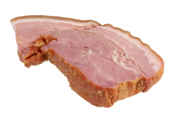 Piece Smoked Pork Lithuaninian Bacon Isolated White Studio Macro Shot — Stock Photo, Image