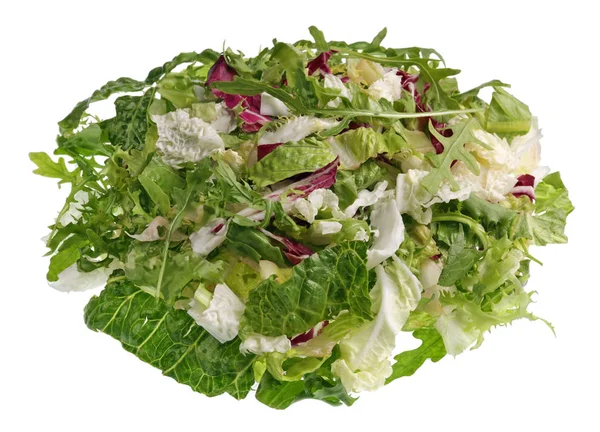 一堆新鲜蔬菜青菜 混合为希腊沙拉 隔离在白色工作室特写 — 图库照片