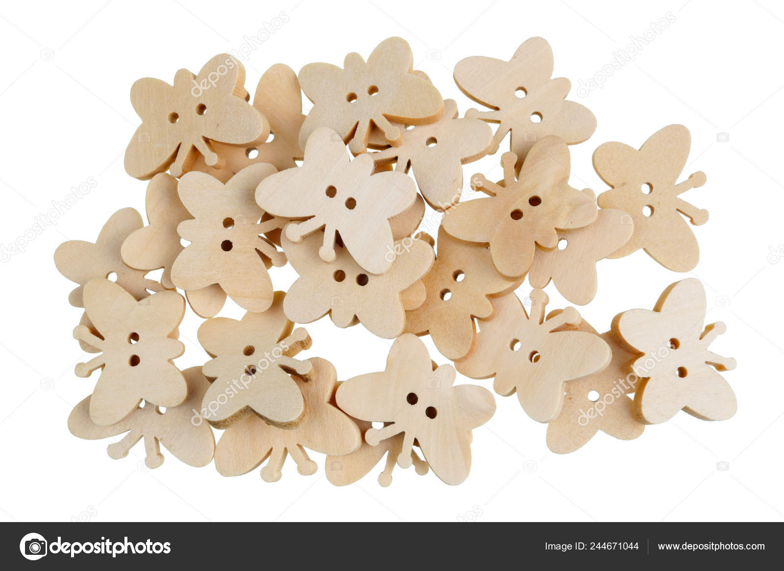 Homemade Butterflies Easter Decorations Made Wooden Isolated White