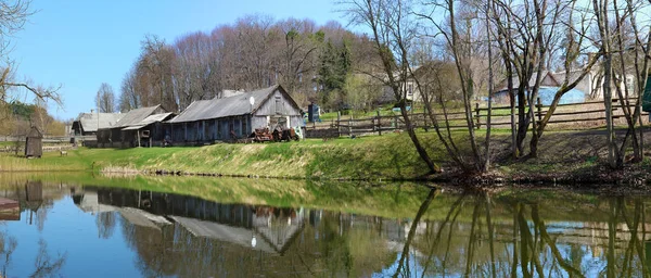 Uma Típica Paisagem Rural Lituana Primavera Abril Uma Costa Fria — Fotografia de Stock