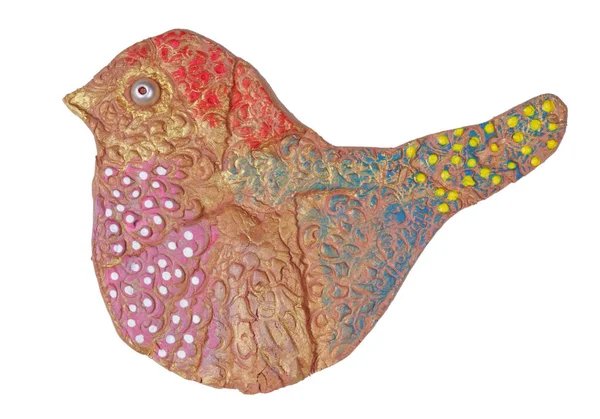 Homemade Easter bird made of clay and painted with acrylic paint — Stock Photo, Image