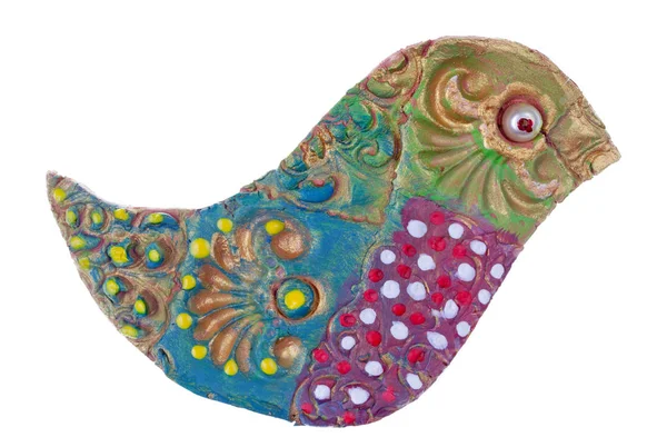 Пасхальная птичка ручной работы из глины и акрила — стоковое фото