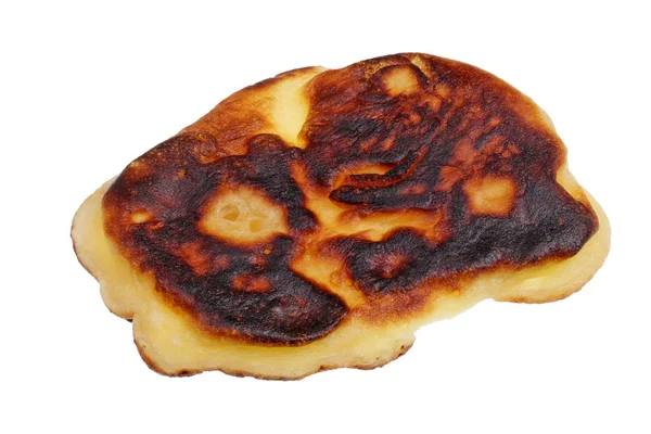 最初の醜い燃える黒パンケーキコンセプト孤立マクロ — ストック写真
