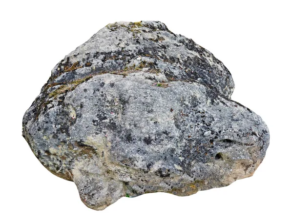 The large ancient mossy granite rough   stone with Moon  fish sh — Stock Photo, Image