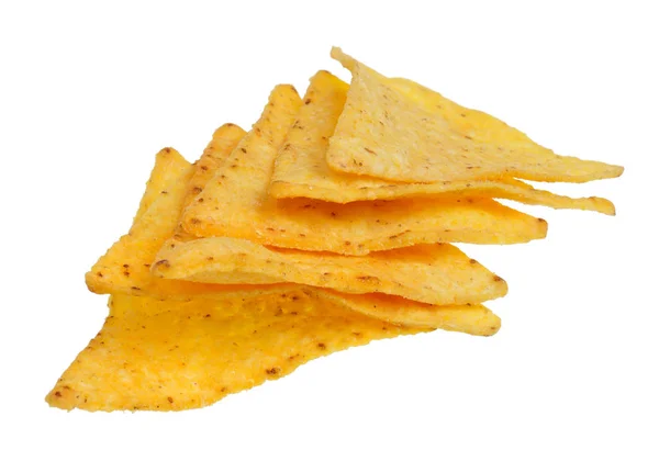チーズ塩とチリアイソラットの三角トウモロコシトルティーヤチップス — ストック写真