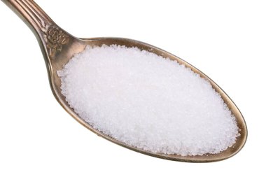 Eski altın kaşıkta küçük bir yiyecek yığını var - basit 