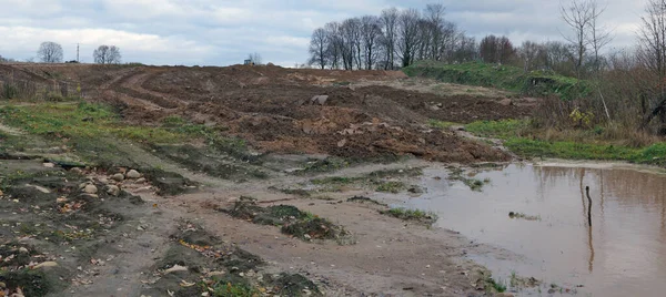 Erosion Mark Och Mark Från Effekterna Vind Vatten Och Barbariska — Stockfoto