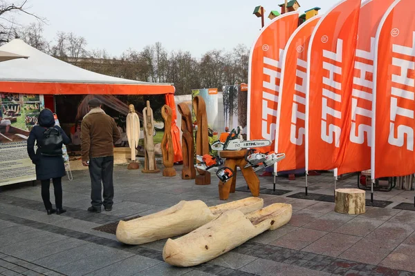 Vilnius Lithuania Marzo 2017 Herramientas Eléctricas Profesionales Marca Stihl Anuncia — Foto de Stock