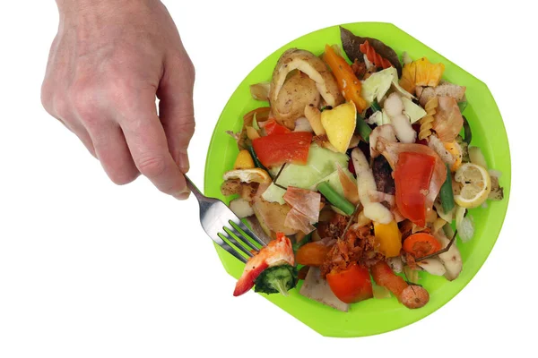 Futuro Todas Pessoas Comerão Resíduos Alimentares Lixeiras Conceito Estúdio Isolado — Fotografia de Stock