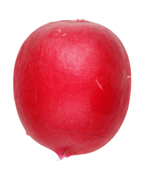 Справжній Свіжий Червоний Редька Овоч Коренів Листя Ізольовані Білому Макросі — стокове фото