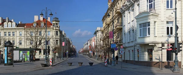 Vilnius Lithuania March 2018 Perspective Main Central Spring Street Lithuanian — Stock Photo, Image