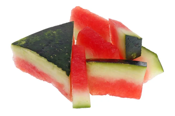 Lebensmittel Der Zukunft Kleine Scheiben Wassermelonenfrucht Isoliert Auf Weißem Studio — Stockfoto