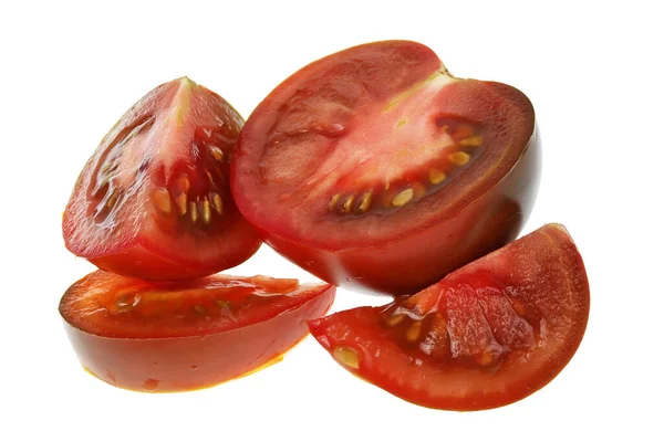 Cibo Del Concetto Futuro Piccole Fette Pomodoro Rosso Scuro Isolato — Foto Stock