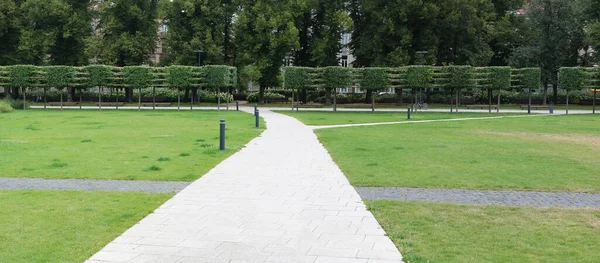 Pasarelas Nuevo Parque Público Ciudad Collage Panorámico Varias Fotos Aire — Foto de Stock