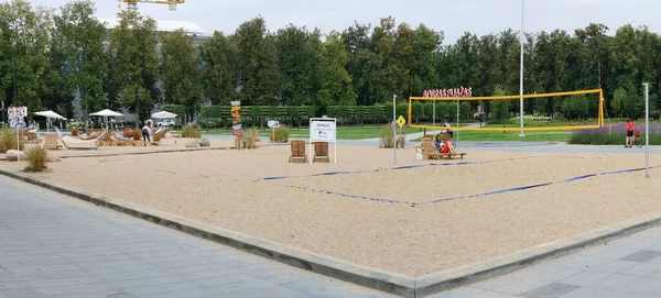 Vilnius Lituania Agosto 2020 Durante Cuarentena Una Imitación Playa Marítima — Foto de Stock