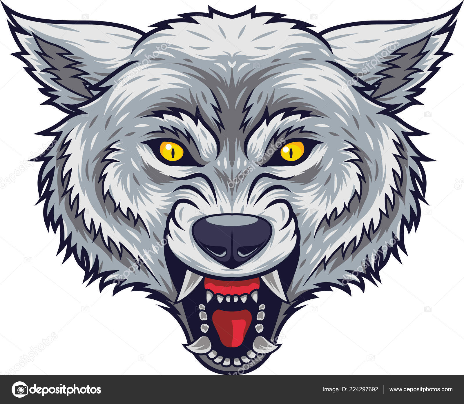 Icône De Loup Logo Tête De Loup En Colère Illustration Vectorielle