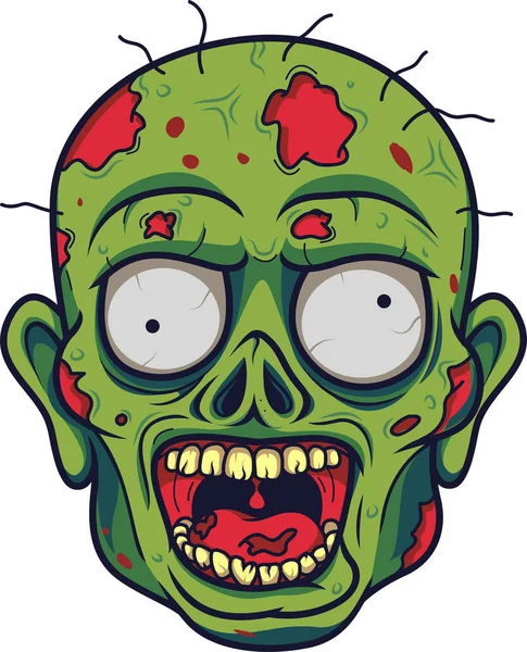 Ilustración Vectorial Cabeza Dibujos Animados Zombie — Vector de stock