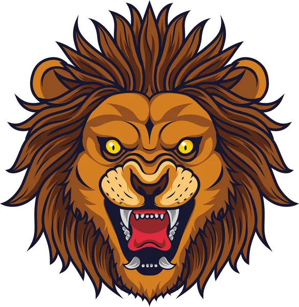 Θυμωμένος Λιοντάρι Κεφάλι Μασκότ — Διανυσματικό Αρχείο