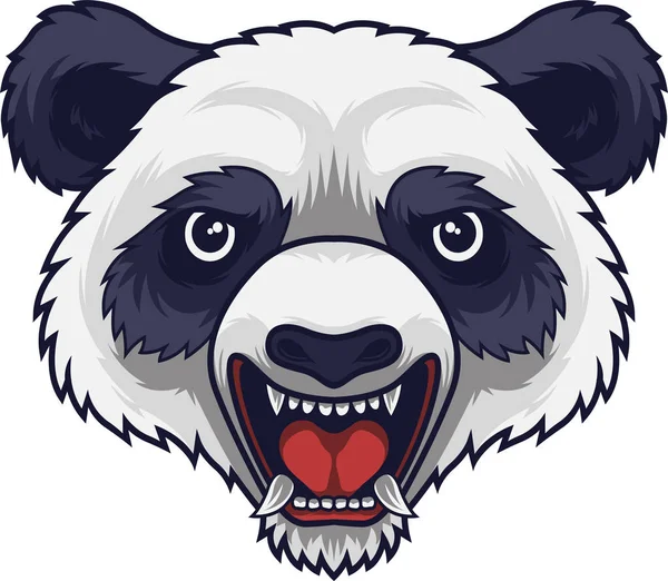Angry Panda Head Mascot — Stock Vector
