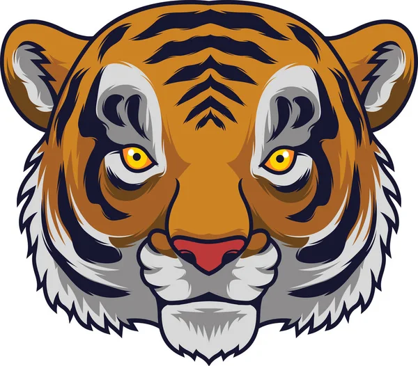 Mascotte Dessin Animé Tigre Tête — Image vectorielle