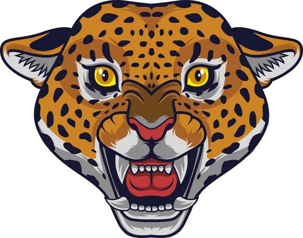 Arga Leopard Huvudet Maskot — Stock vektor