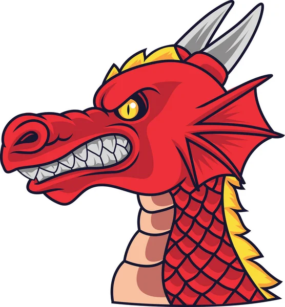 Mascotte Tête Dragon Colère — Image vectorielle