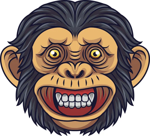 Mascota Cabeza Chimpancé Dibujos Animados — Vector de stock