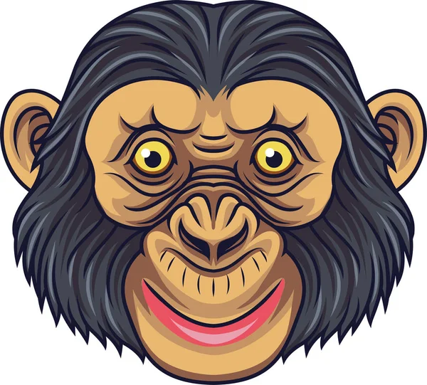 Mascotte Tête Chimpanzé Dessin Animé — Image vectorielle