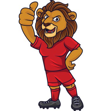 Başparmak gösterilen çizgi film aslan futbol maskot
