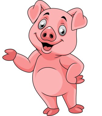 Karikatür mutlu domuz sunulması
