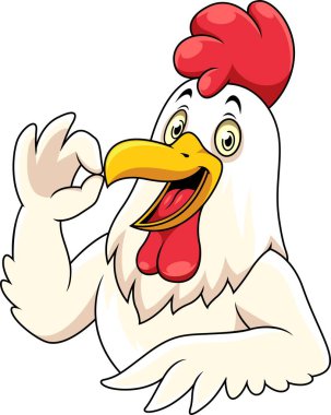Ok işareti jest gösterilen ile karikatür mutlu horoz
