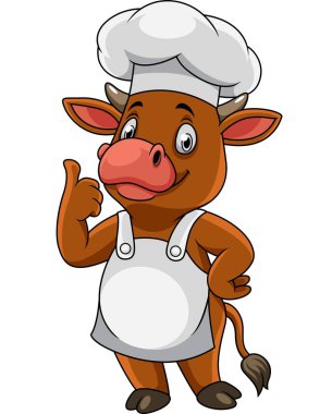 Yaşasın vererek karikatür mutlu inek Şef