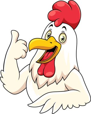Başparmak göstermek yukarıya ile karikatür mutlu horoz