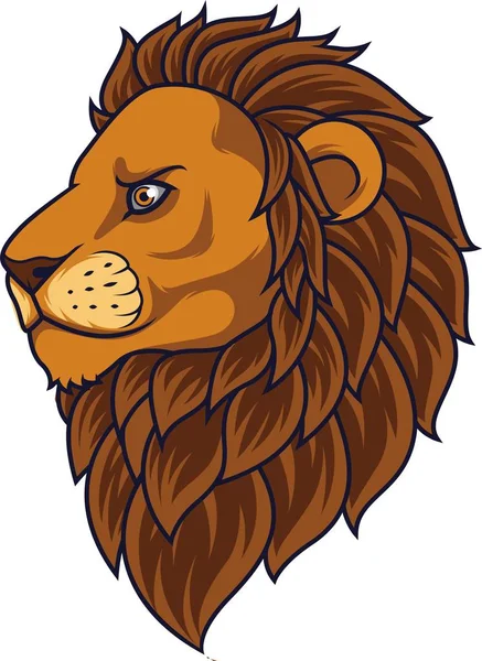 Λιοντάρι Κεφάλι Μασκότ Κινούμενων Σχεδίων — Διανυσματικό Αρχείο