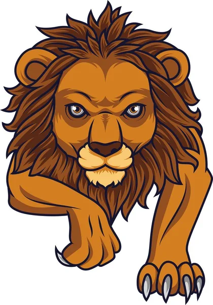 Illustration Vectorielle Lion Bande Dessinée Attaquant — Image vectorielle