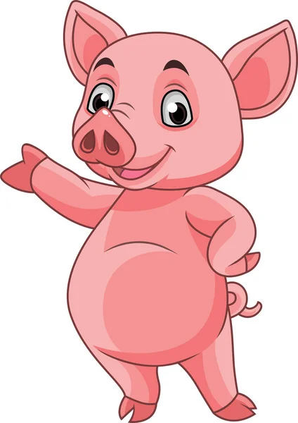 Vector Illustration Cartoon Pig Posing — Stock Vector