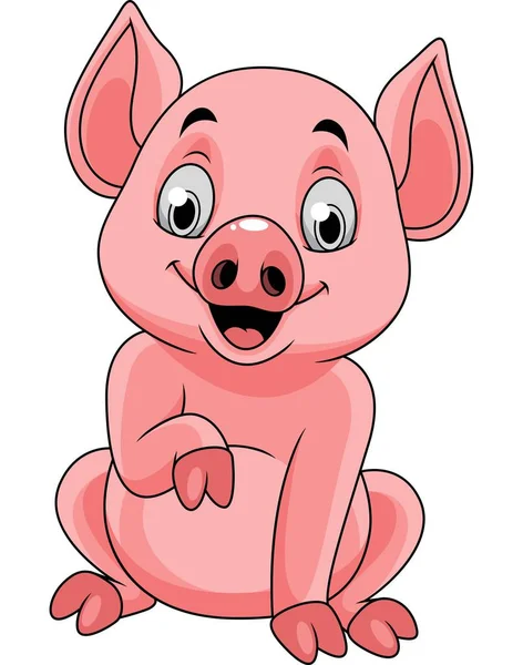 Cartoon Happy Pig Sitting — Stock Vector