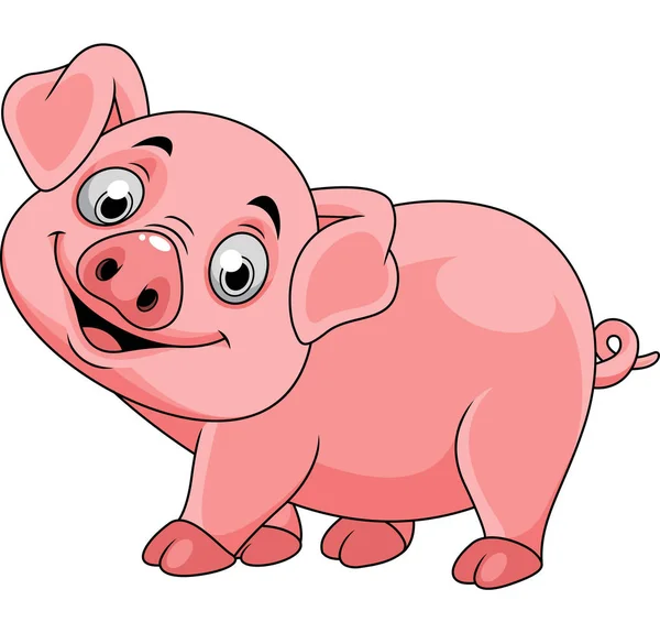 Ilustración Vectorial Caricatura Cerdo Sonriente — Vector de stock