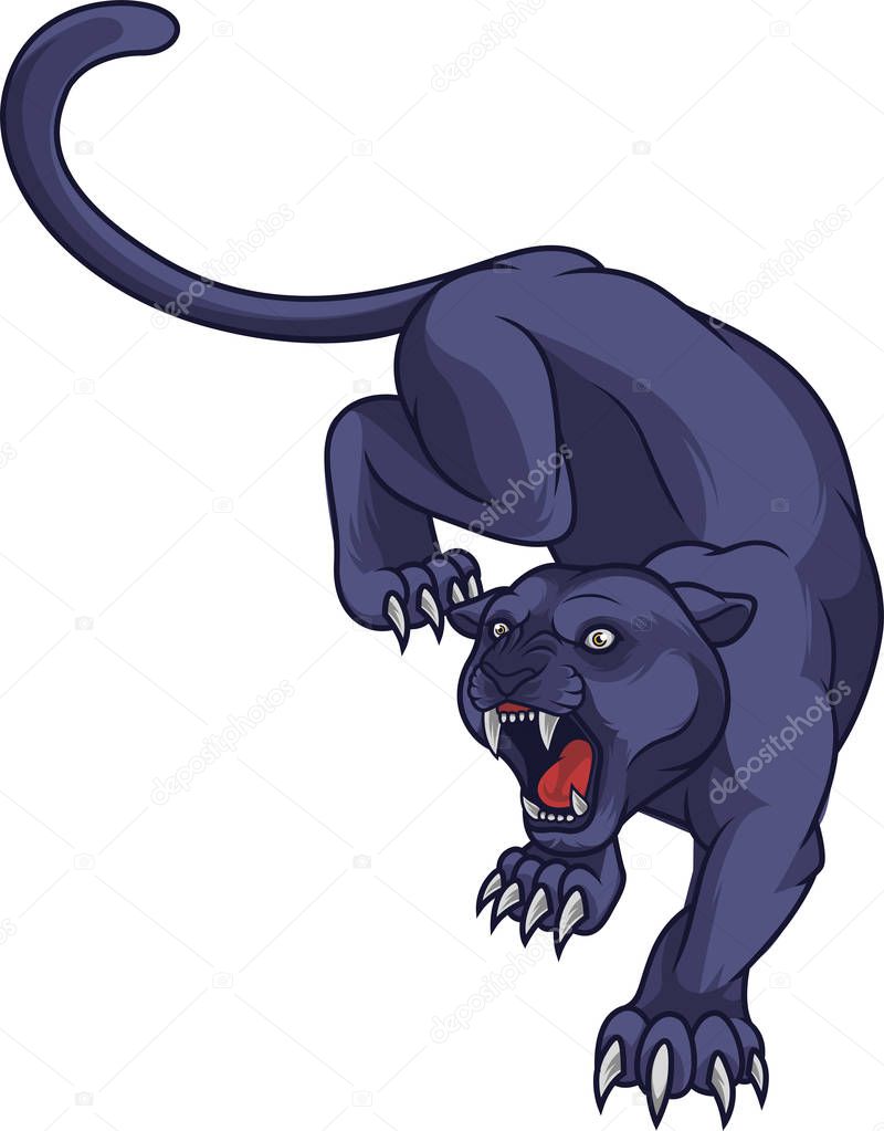 Vector illustration of Black panther attacking
