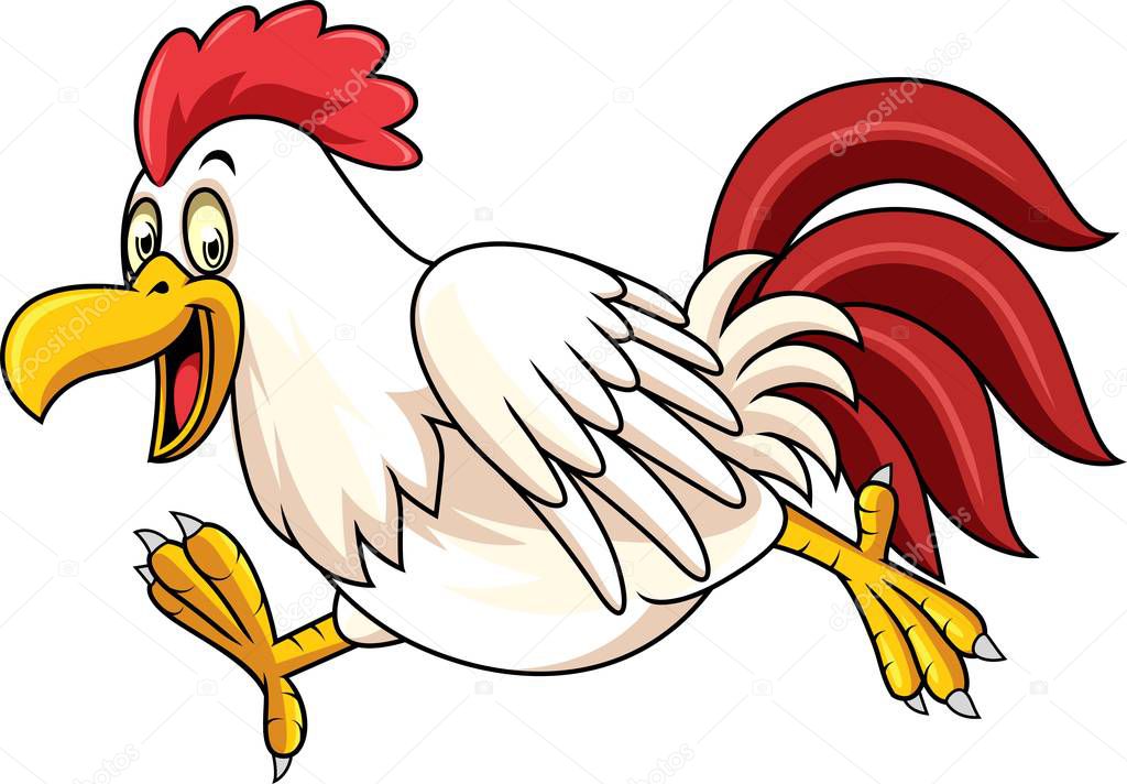 Vector illustration of Cartoon rooster running