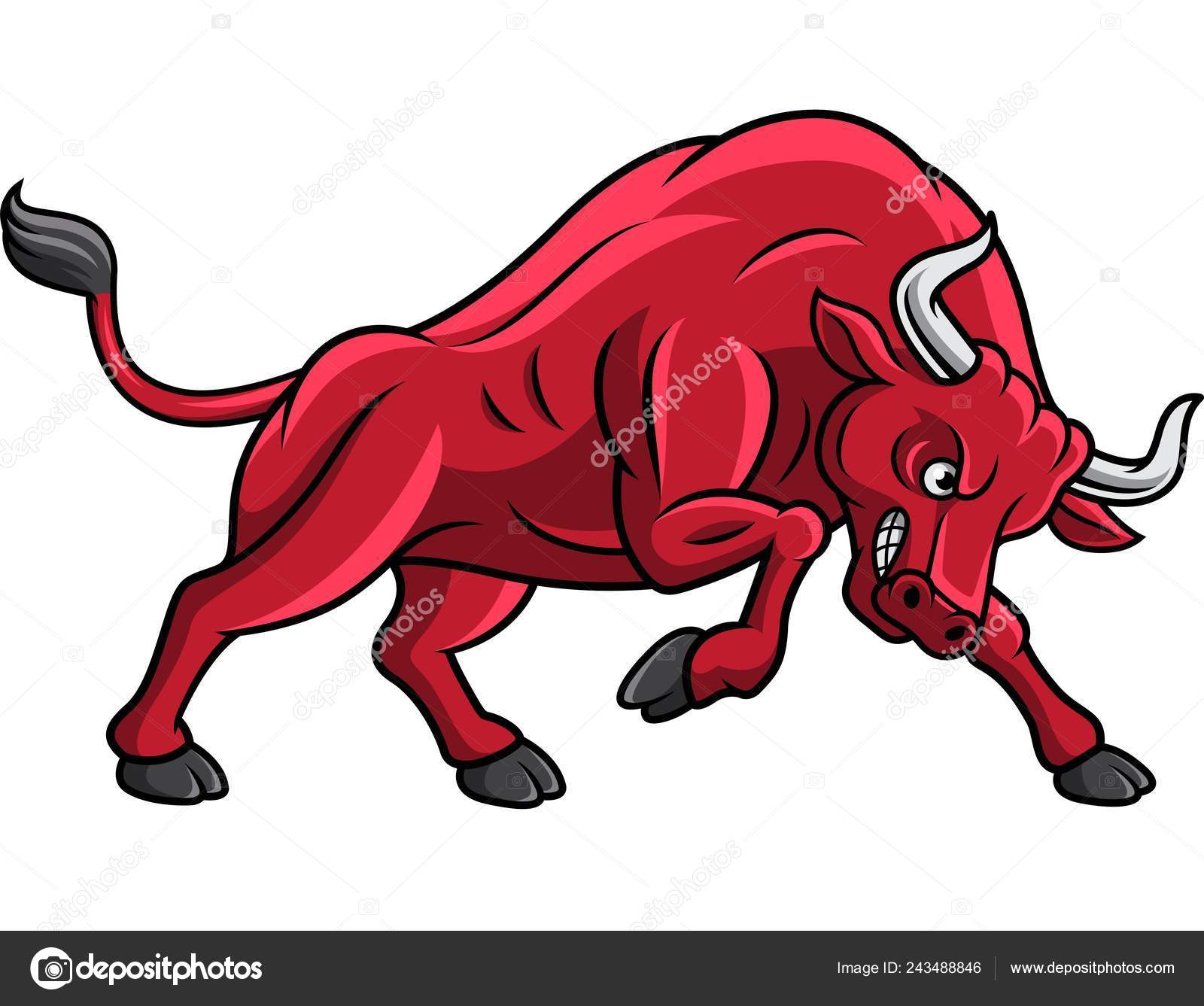 Cartoon Red Bull Attack Stock Vector Image by ©dagadu #243488846