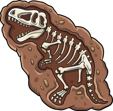 Çizgi film T-rex dinozor Fosili