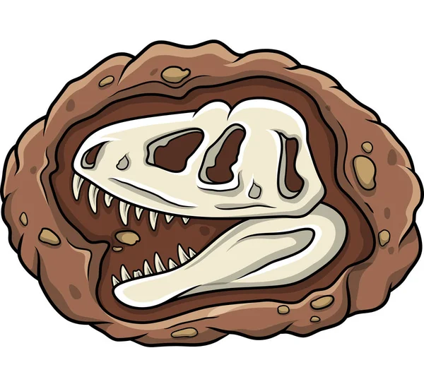 Cartoon Hoofd Dinosaur Fossiele — Stockvector