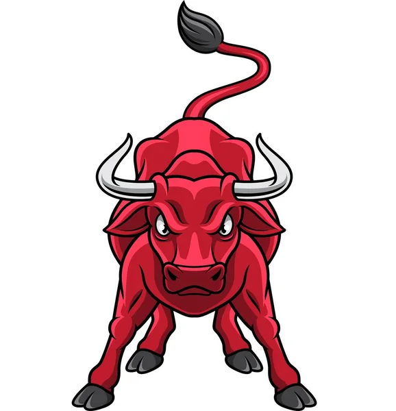 Dibujos Animados Carga Toro Mascota — Vector de stock
