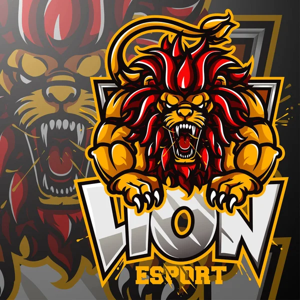 Logo Sport Lion Colère Design — Image vectorielle