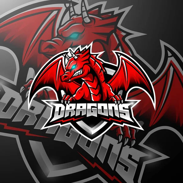Dragon Rouge Esports Logo Design — Image vectorielle